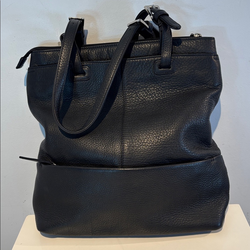 Black Leather Tote Bag - Women